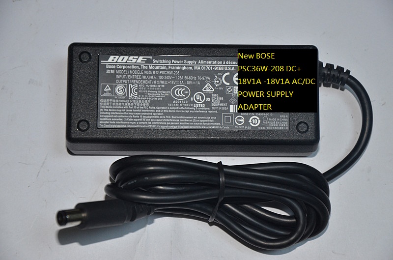 New BOSE PSC36W-208 DC+18V1A -18V1A AC/DC POWER SUPPLY ADAPTER